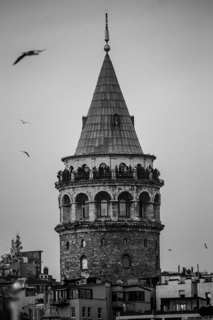 Galata Tower black and white