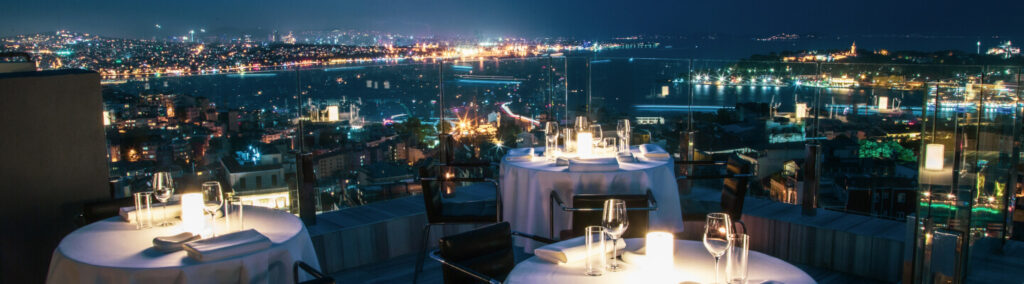 Bosphorus view from Mikla rooftop restaurant