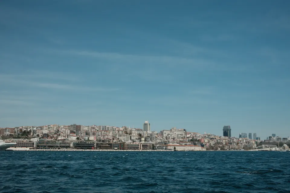 Istanbul skyline and the Bosphorus seen from the waterfront