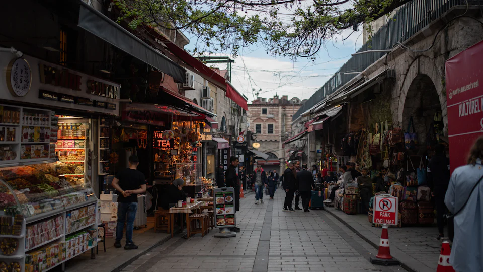A lively street scene in Kuzguncuk, Üsküdar, Istanbul