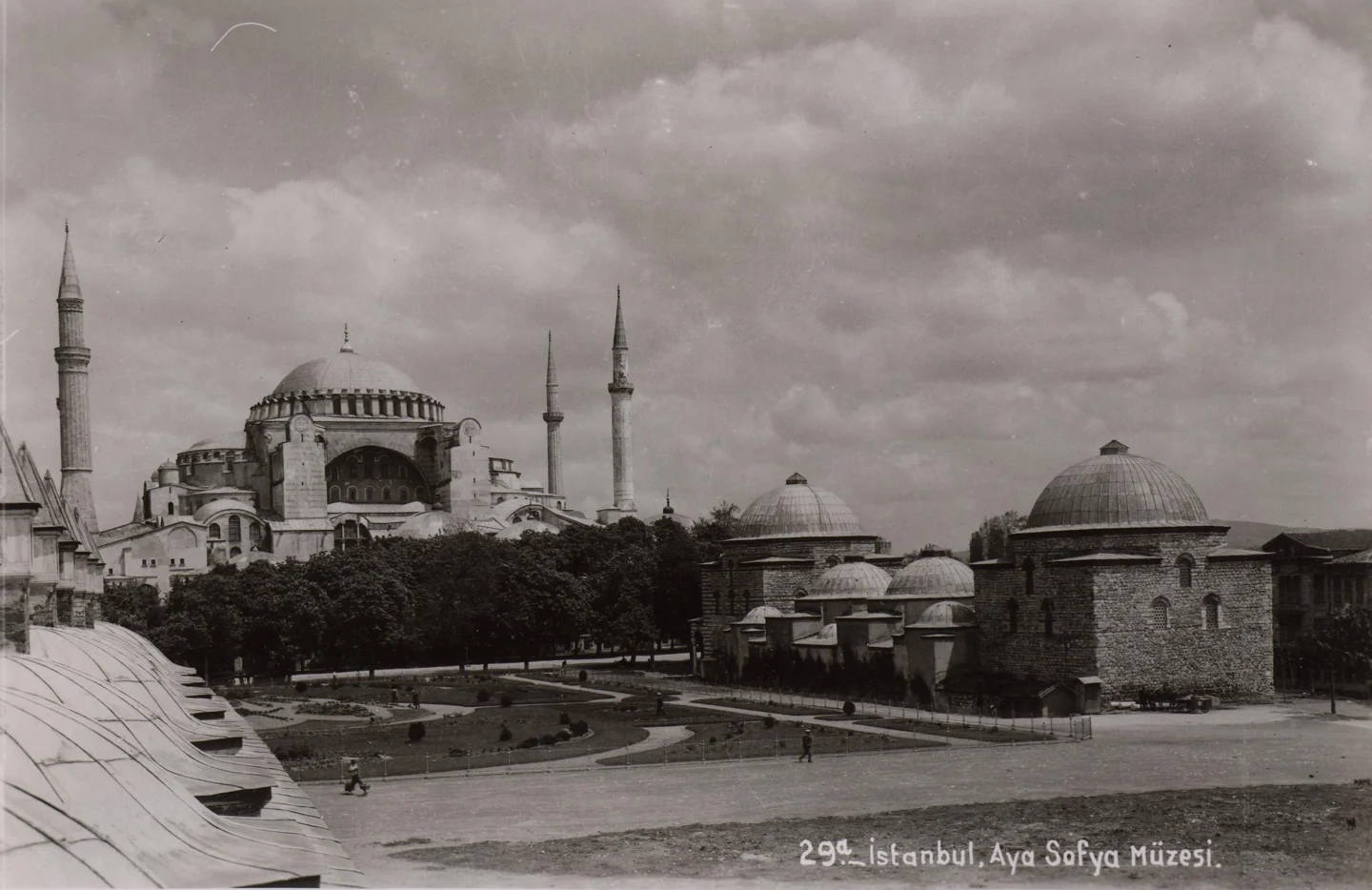 Archival view of Hürrem Sultan Hamam and Hagia Sophia in Sultanahmet