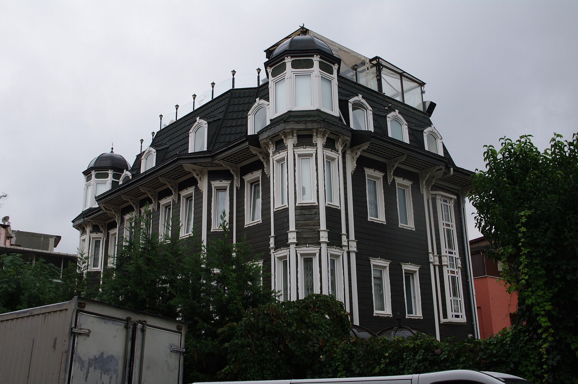 Dark timber-style house with a steep roof in the Sultanahmet area