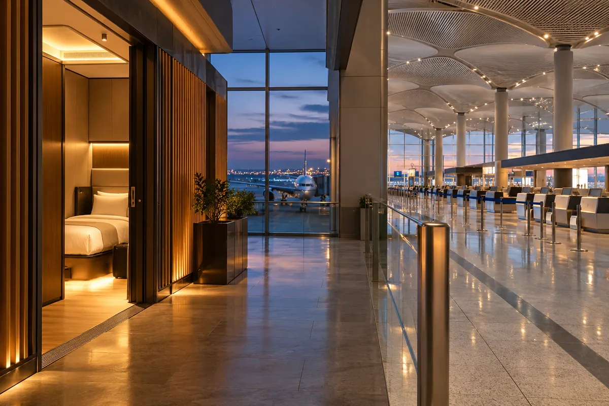YOTEL Istanbul Airport airside and landside hotel guide illustration